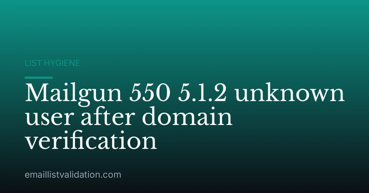 Mailgun 550 5.1.2 unknown user after domain verification