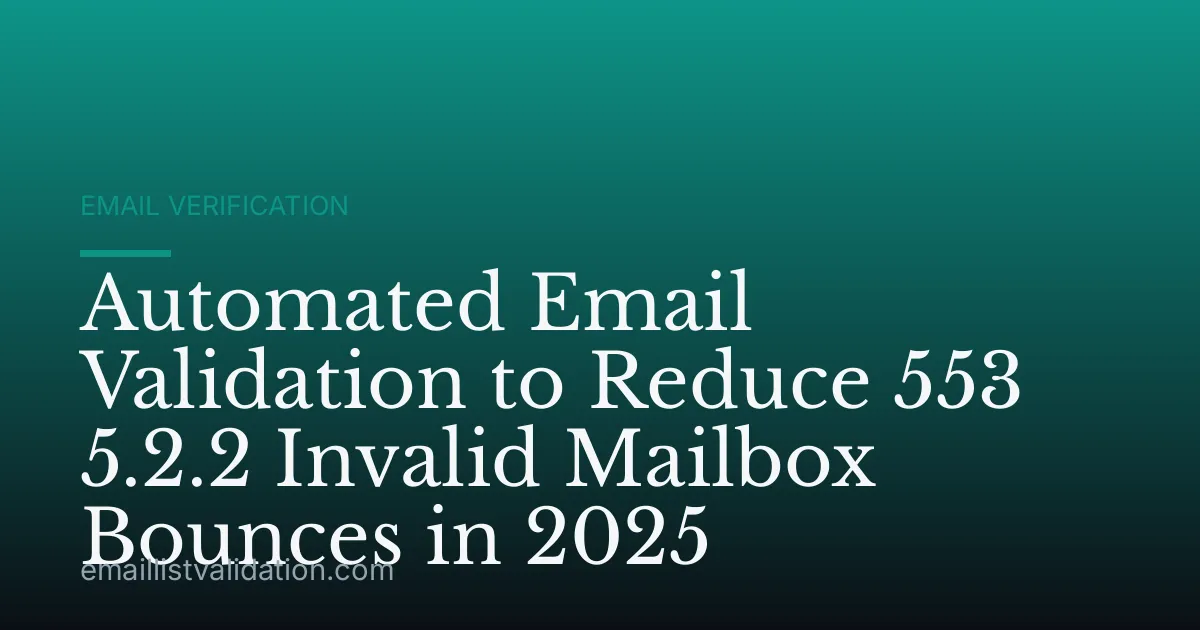 Automated Email Validation to Reduce 553 5.2.2 Invalid Mailbox Bounces in 2025