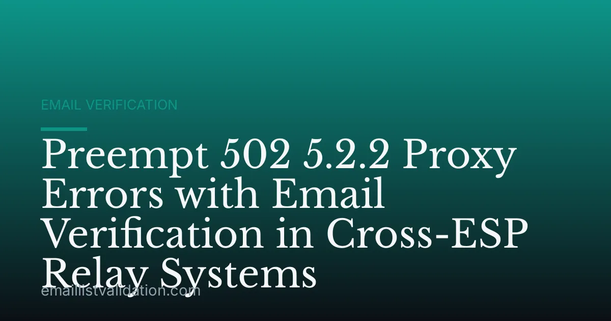 Preempt 502 5.2.2 Proxy Errors with Email Verification in Cross-ESP Relay Systems