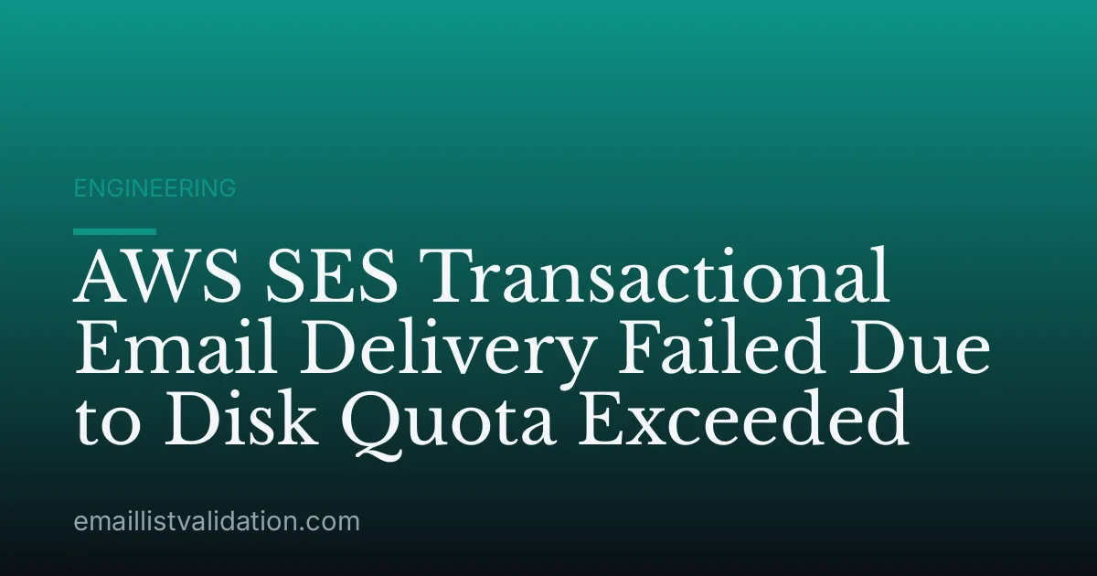 AWS SES Transactional Email Delivery Failed Due to Disk Quota Exceeded