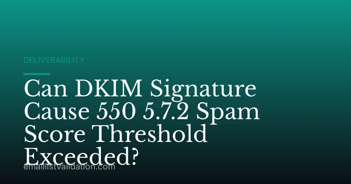 Can DKIM Signature Cause 550 5.7.2 Spam Score Threshold Exceeded?