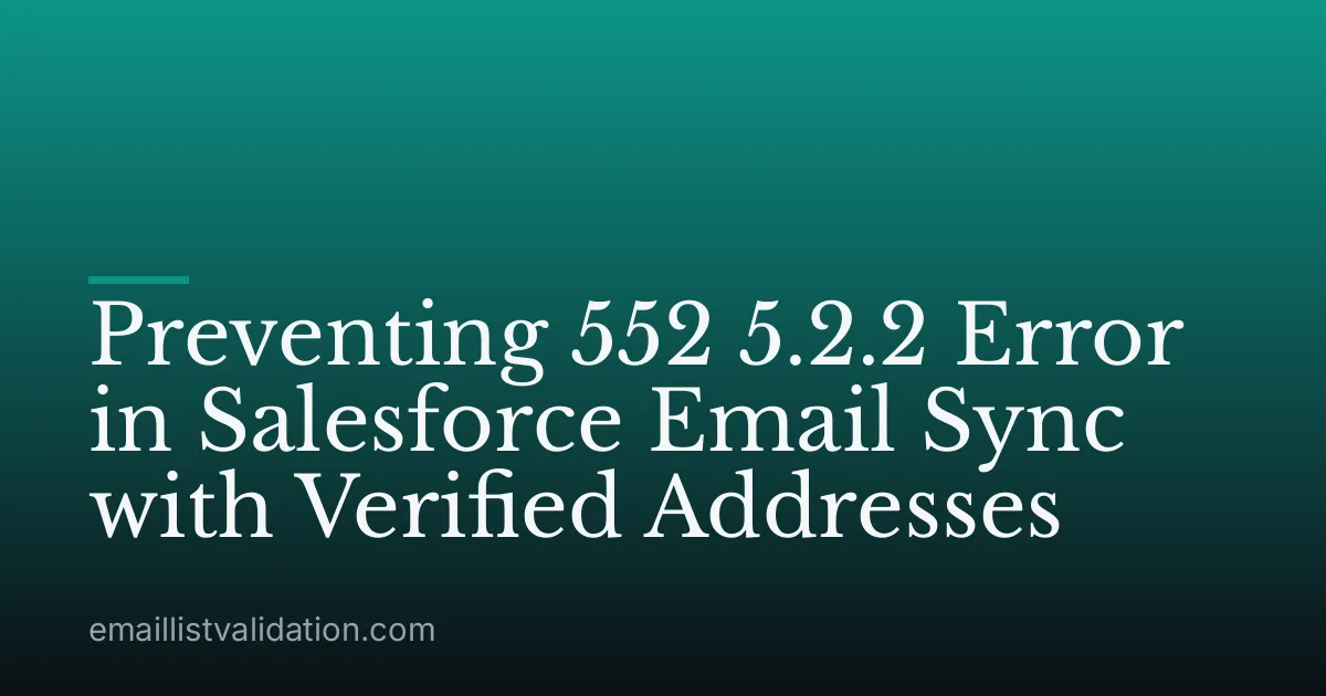 Preventing 552 5.2.2 Error in Salesforce Email Sync with Verified Addresses