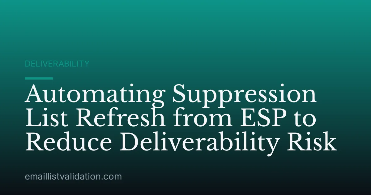Automating Suppression List Refresh from ESP to Reduce Deliverability Risk