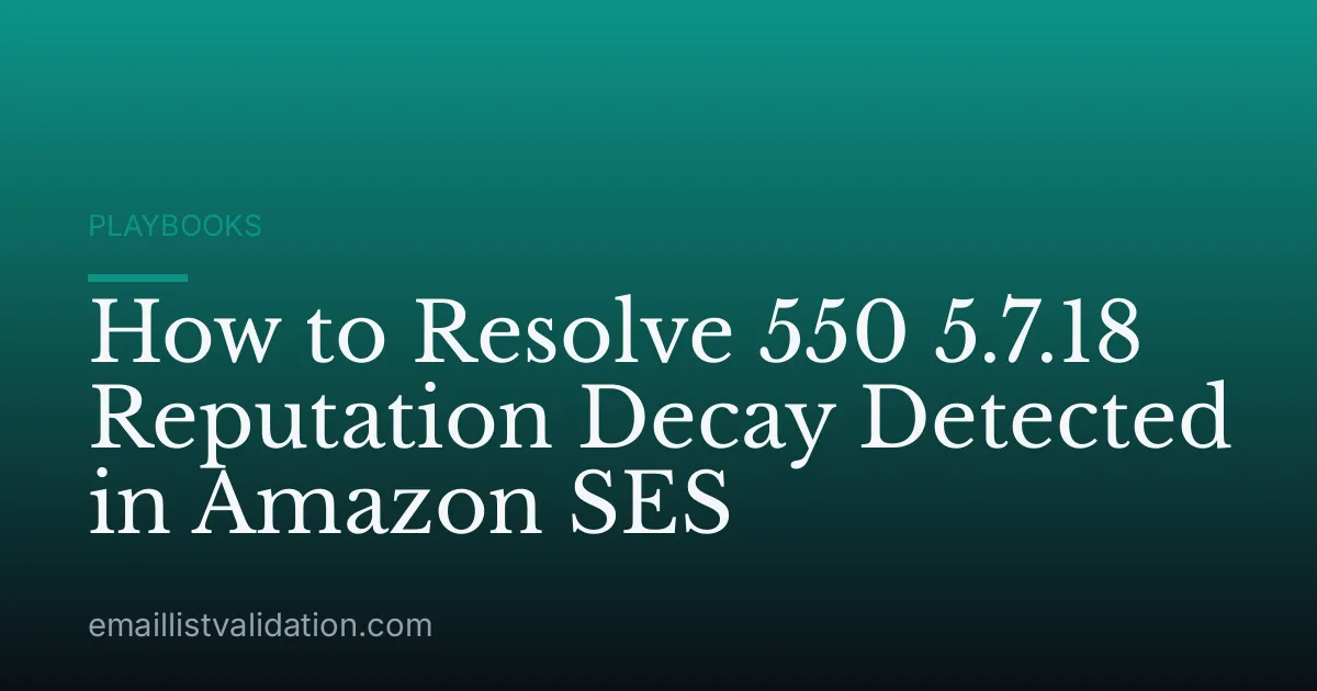 How to Resolve 550 5.7.18 Reputation Decay Detected in Amazon SES