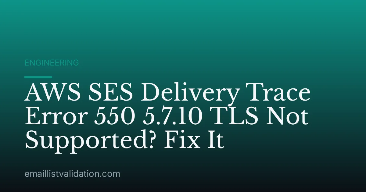 AWS SES Delivery Trace Error 550 5.7.10 TLS Not Supported? Fix It