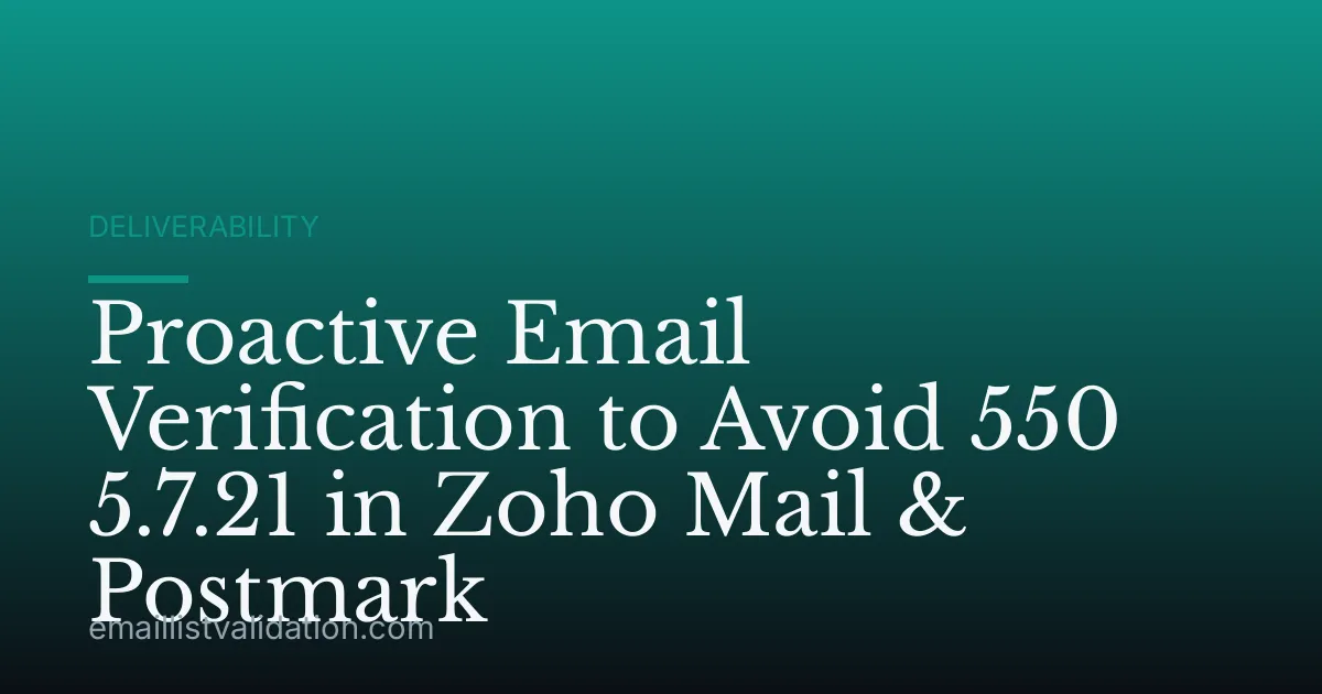 Proactive Email Verification to Avoid 550 5.7.21 in Zoho Mail & Postmark