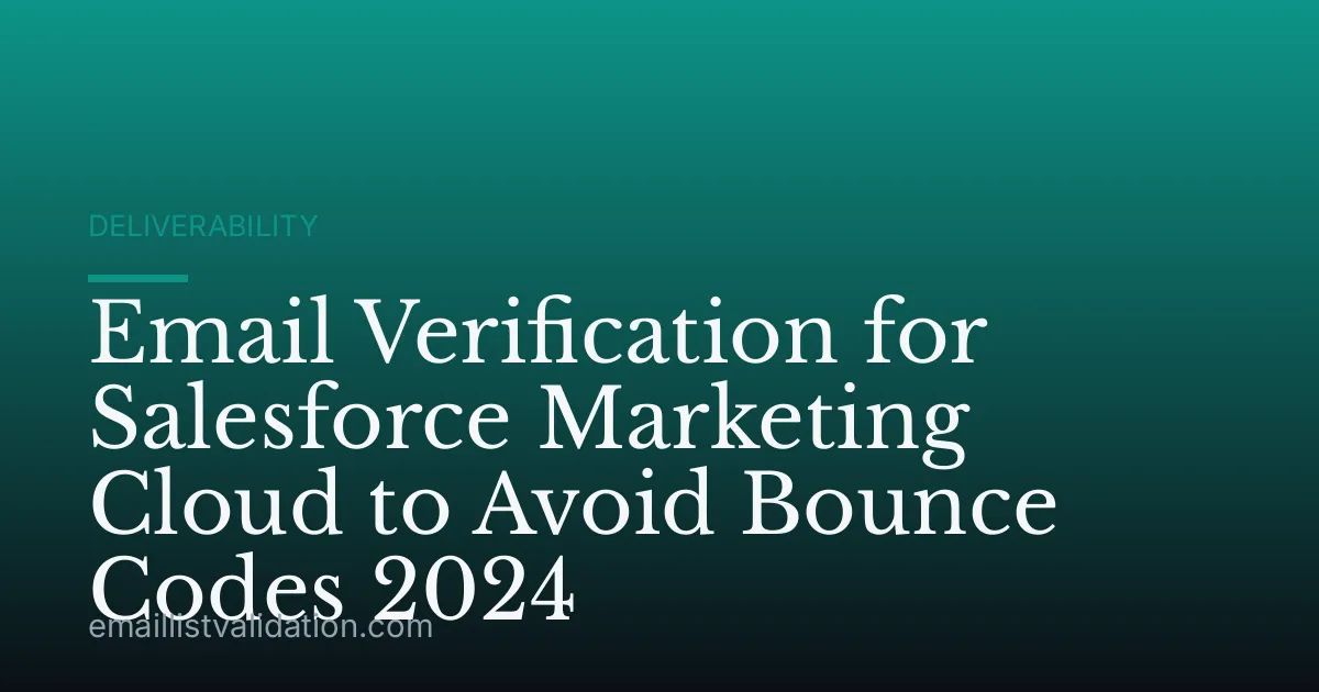 Email Verification for Salesforce Marketing Cloud to Avoid Bounce Codes 2024