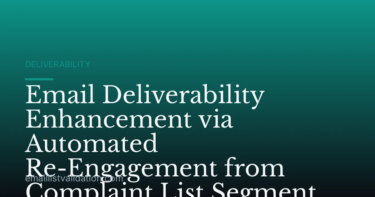Email Deliverability Enhancement via Automated Re-Engagement from Complaint List Segment