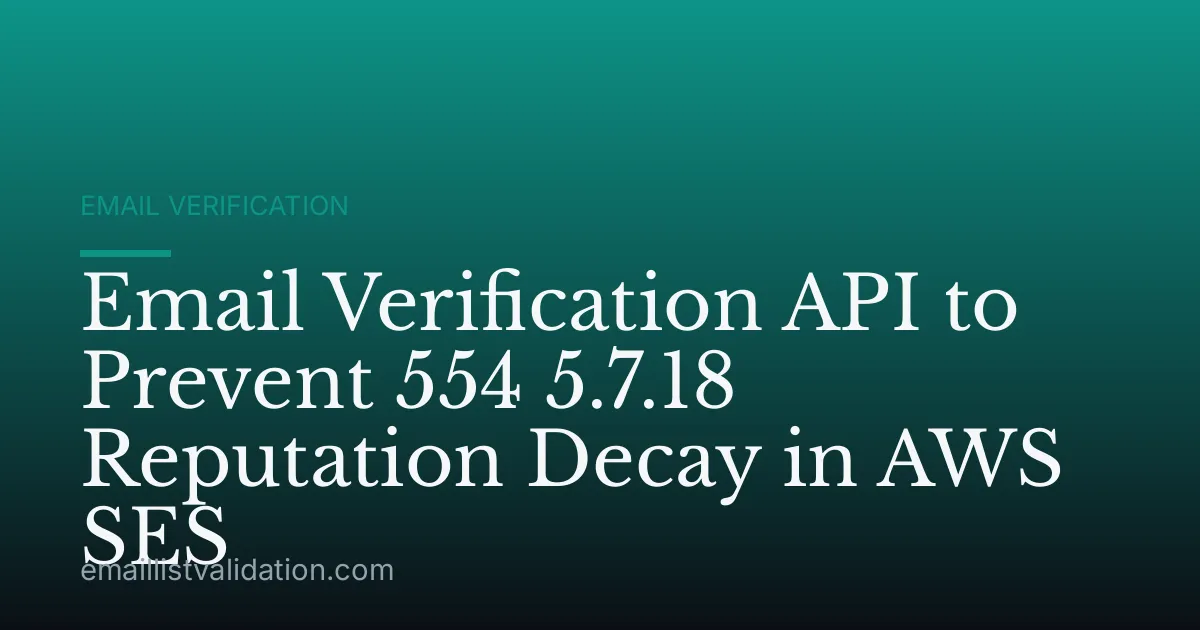 Email Verification API to Prevent 554 5.7.18 Reputation Decay in AWS SES