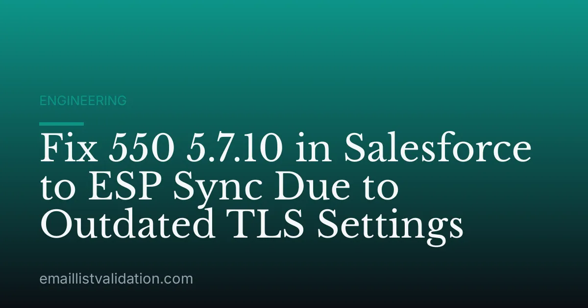 Fix 550 5.7.10 in Salesforce to ESP Sync Due to Outdated TLS Settings