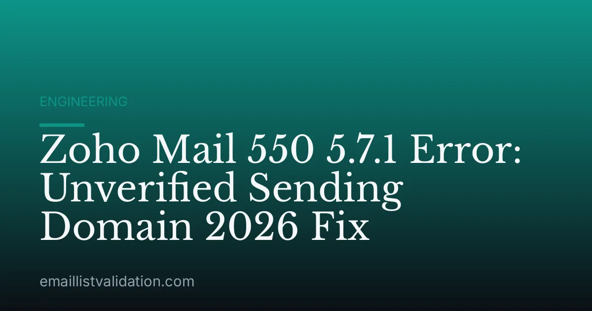 Zoho Mail 550 5.7.1 Error: Unverified Sending Domain 2026 Fix