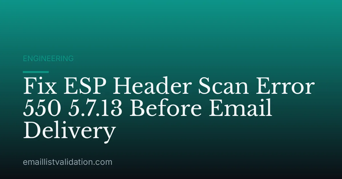 Fix ESP Header Scan Error 550 5.7.13 Before Email Delivery