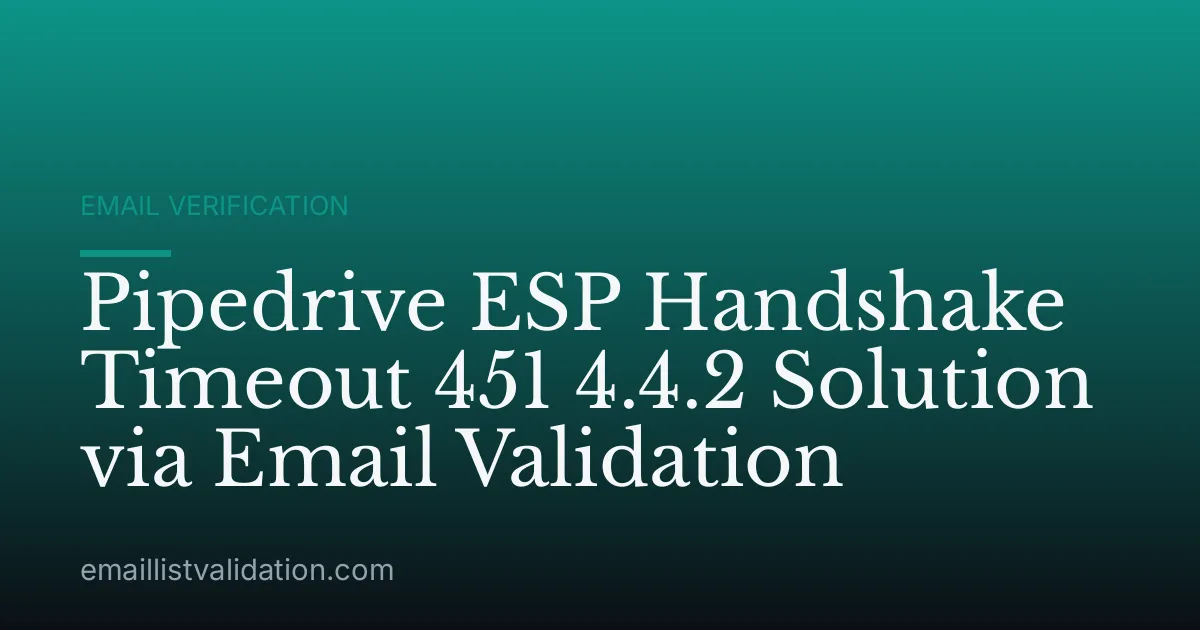 Pipedrive ESP Handshake Timeout 451 4.4.2 Solution via Email Validation