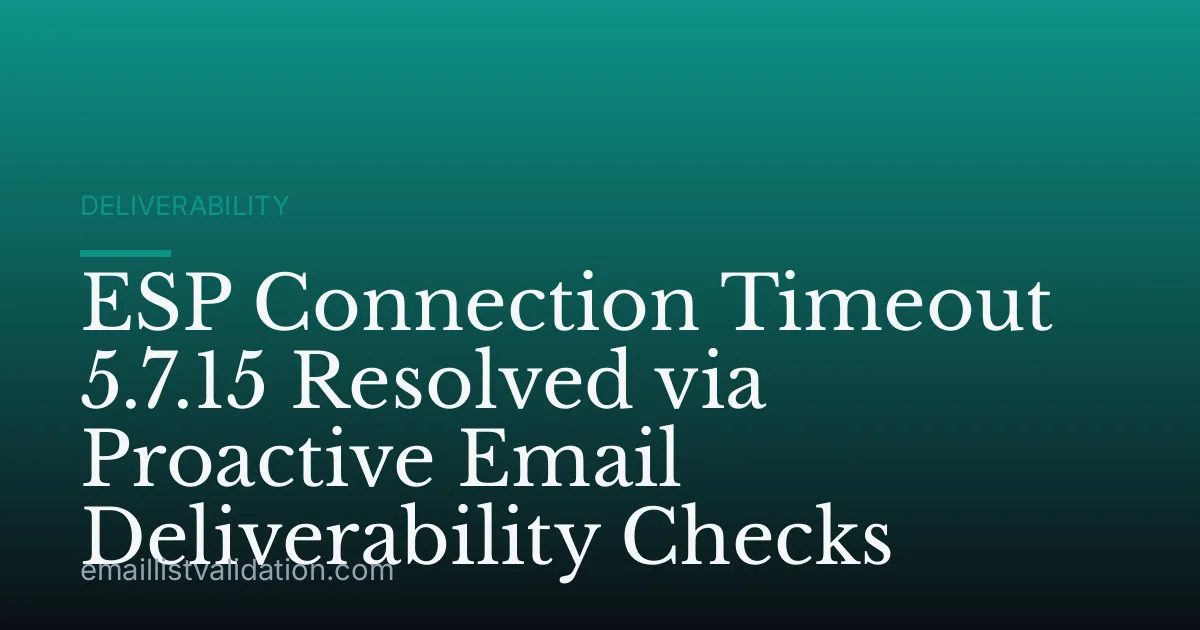 ESP Connection Timeout 5.7.15 Resolved via Proactive Email Deliverability Checks