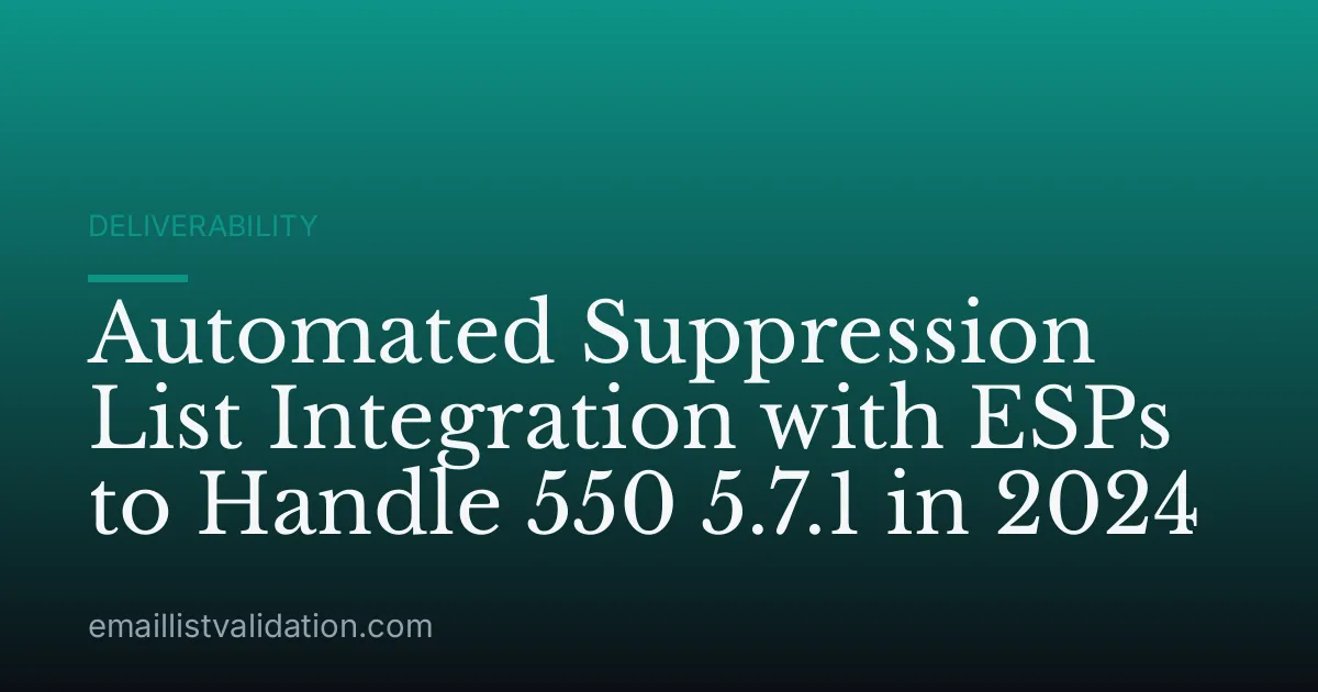 Automated Suppression List Integration with ESPs to Handle 550 5.7.1 in 2024