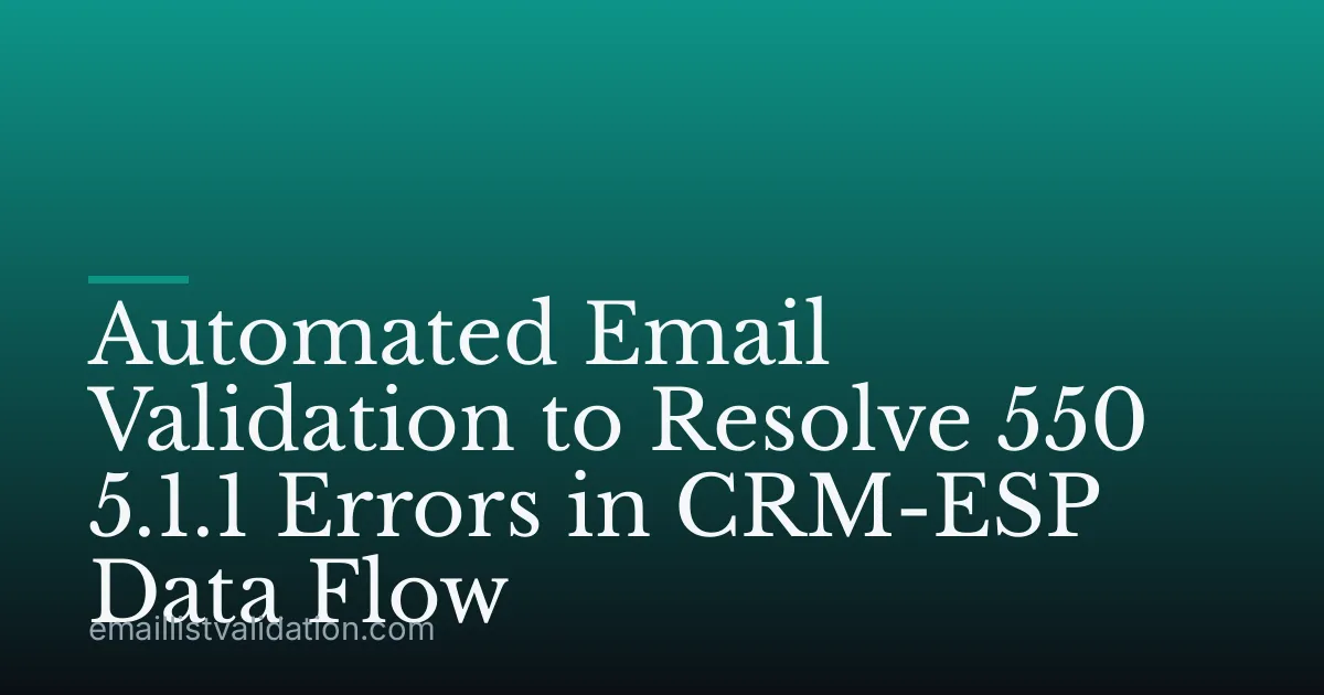 Automated Email Validation to Resolve 550 5.1.1 Errors in CRM-ESP Data Flow