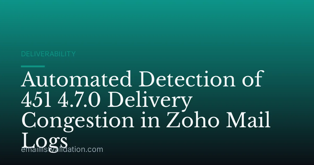 Automated Detection of 451 4.7.0 Delivery Congestion in Zoho Mail Logs