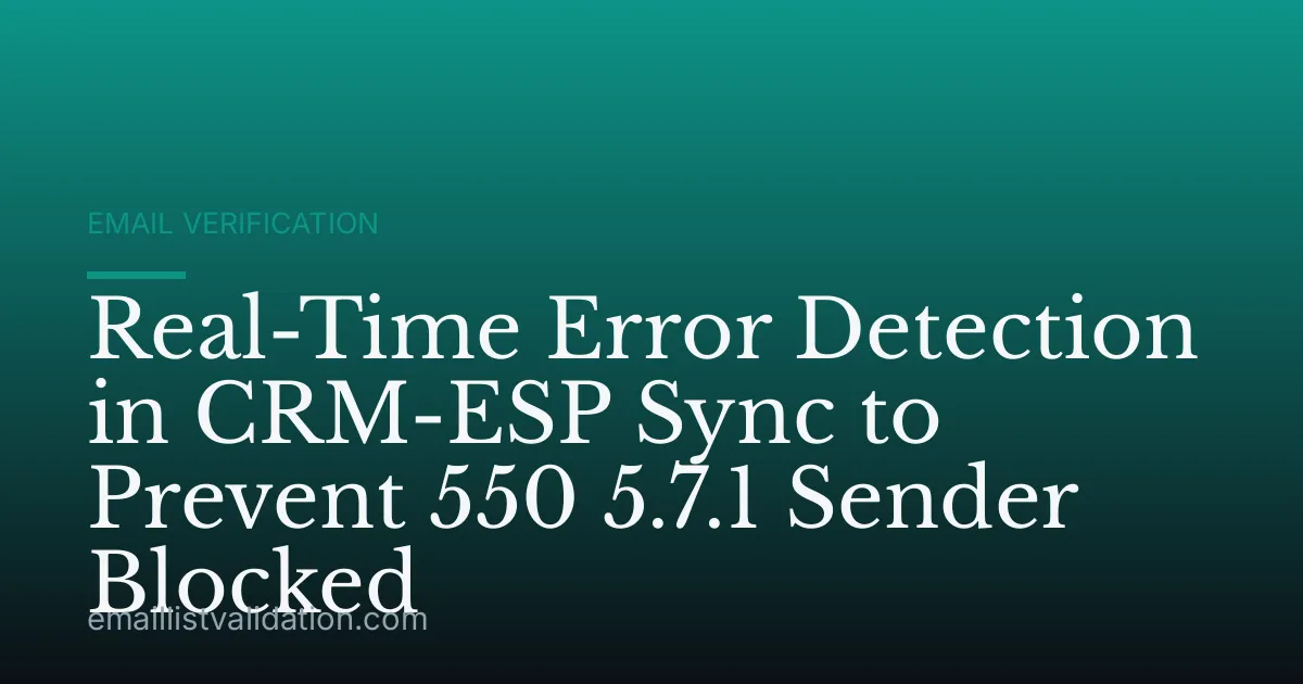 Real-Time Error Detection in CRM-ESP Sync to Prevent 550 5.7.1 Sender Blocked