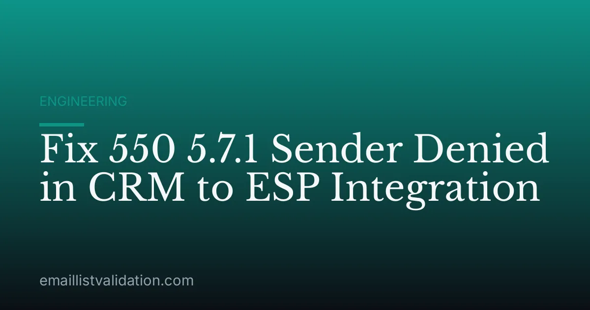 Fix 550 5.7.1 Sender Denied in CRM to ESP Integration
