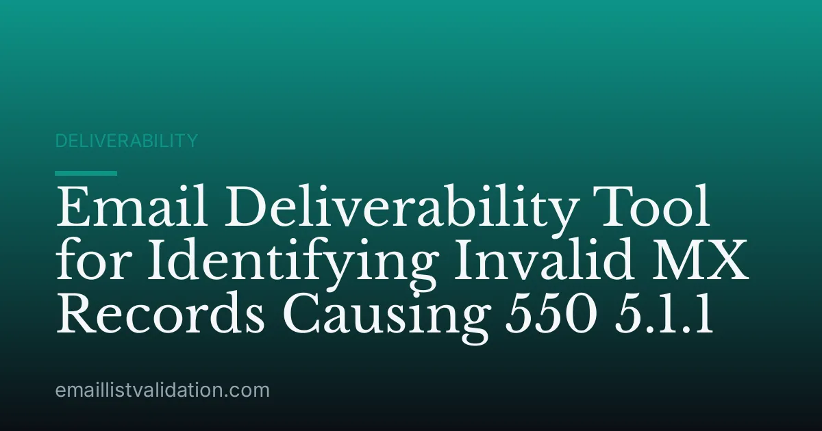 Email Deliverability Tool for Identifying Invalid MX Records Causing 550 5.1.1