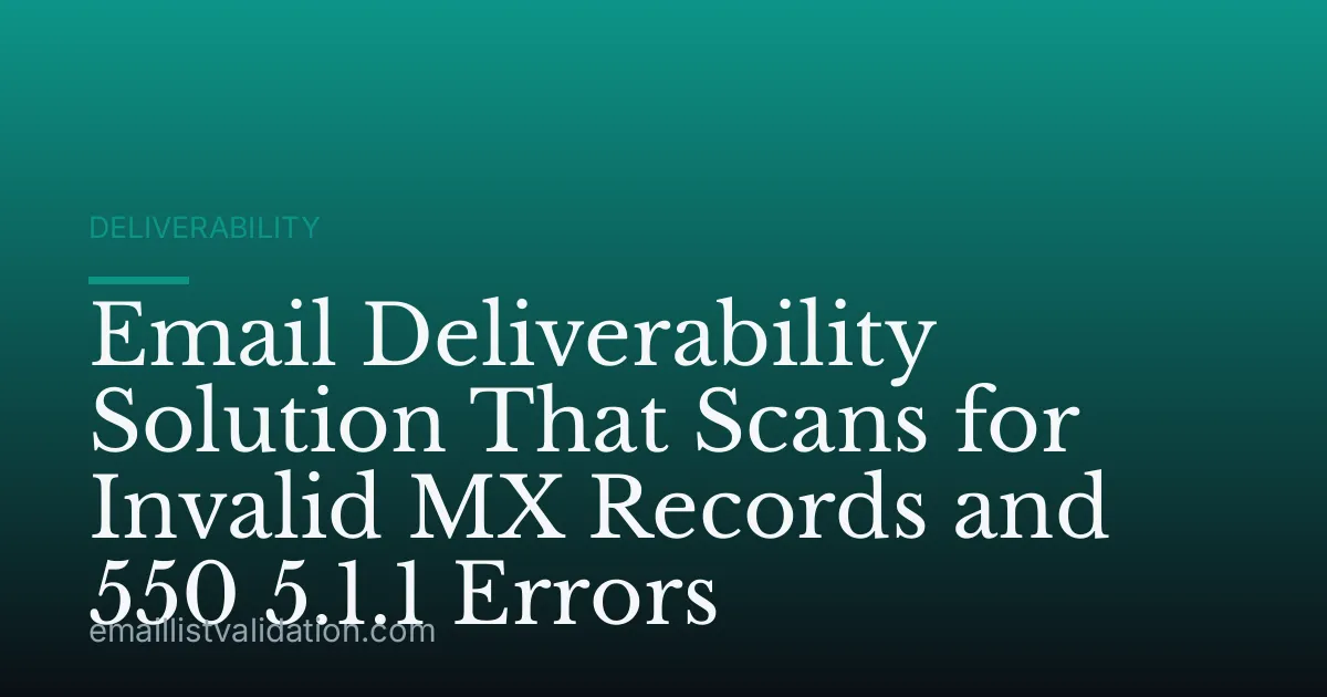 Email Deliverability Solution That Scans for Invalid MX Records and 550 5.1.1 Errors