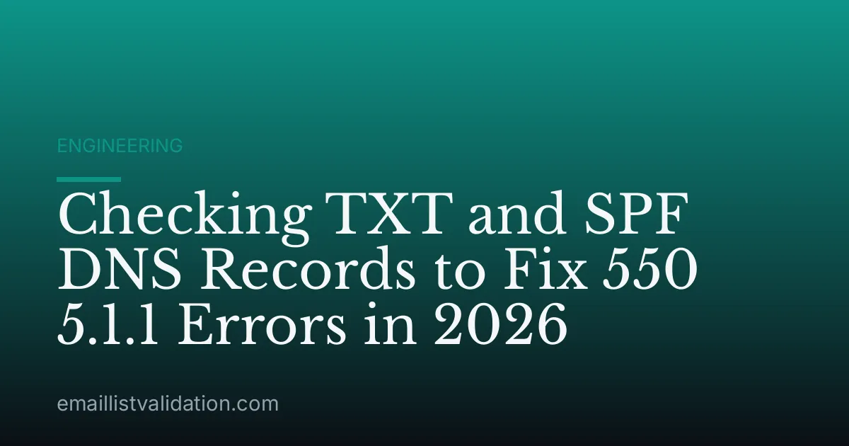 Checking TXT and SPF DNS Records to Fix 550 5.1.1 Errors in 2026
