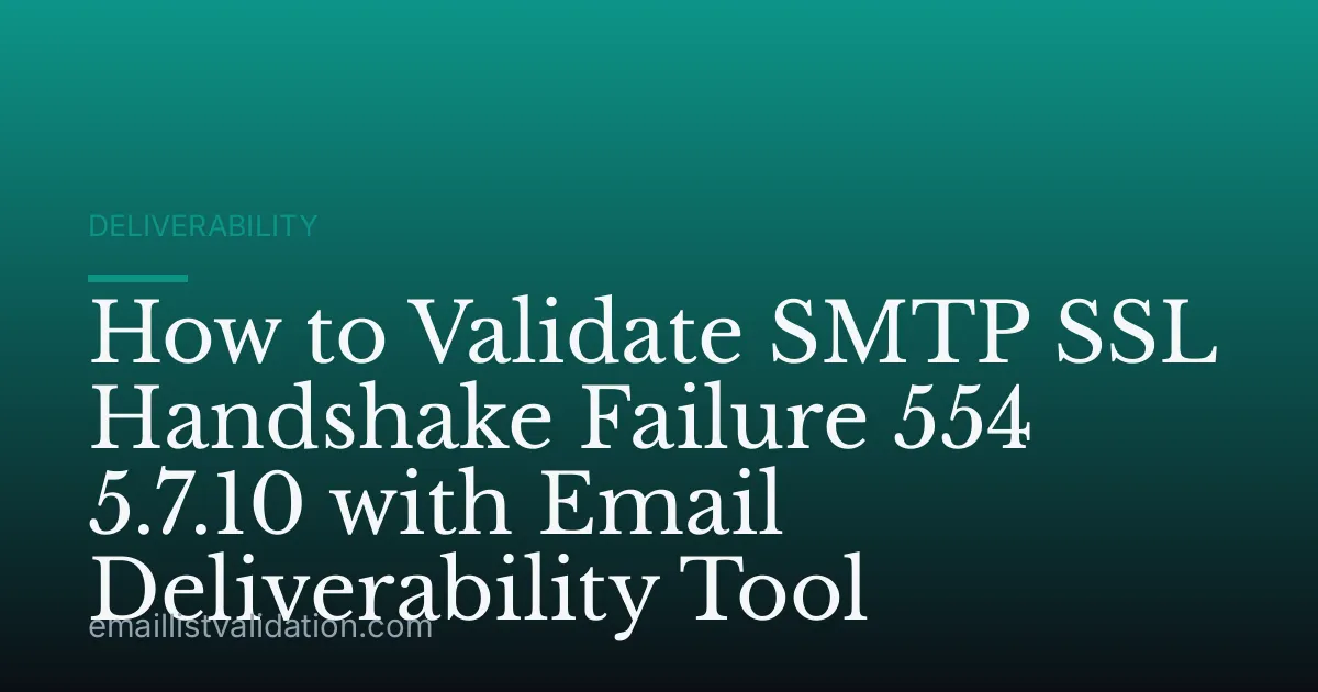 How to Validate SMTP SSL Handshake Failure 554 5.7.10 with Email Deliverability Tool