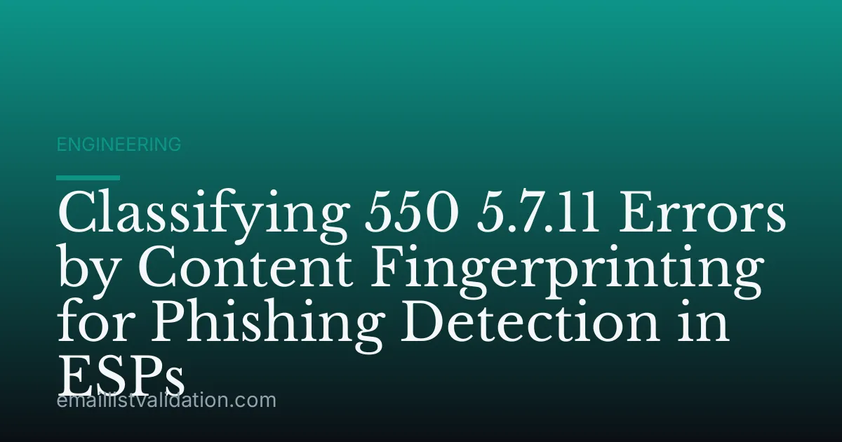 Classifying 550 5.7.11 Errors by Content Fingerprinting for Phishing Detection in ESPs