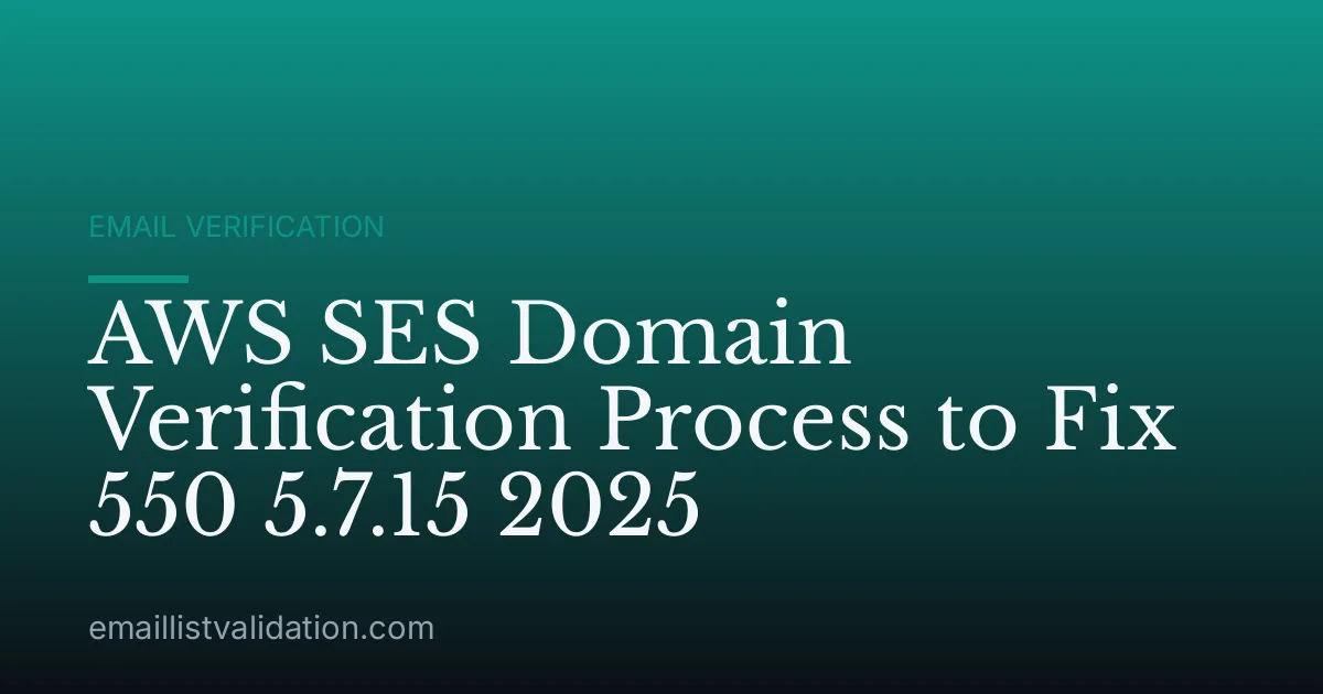 AWS SES Domain Verification Process to Fix 550 5.7.15 2025