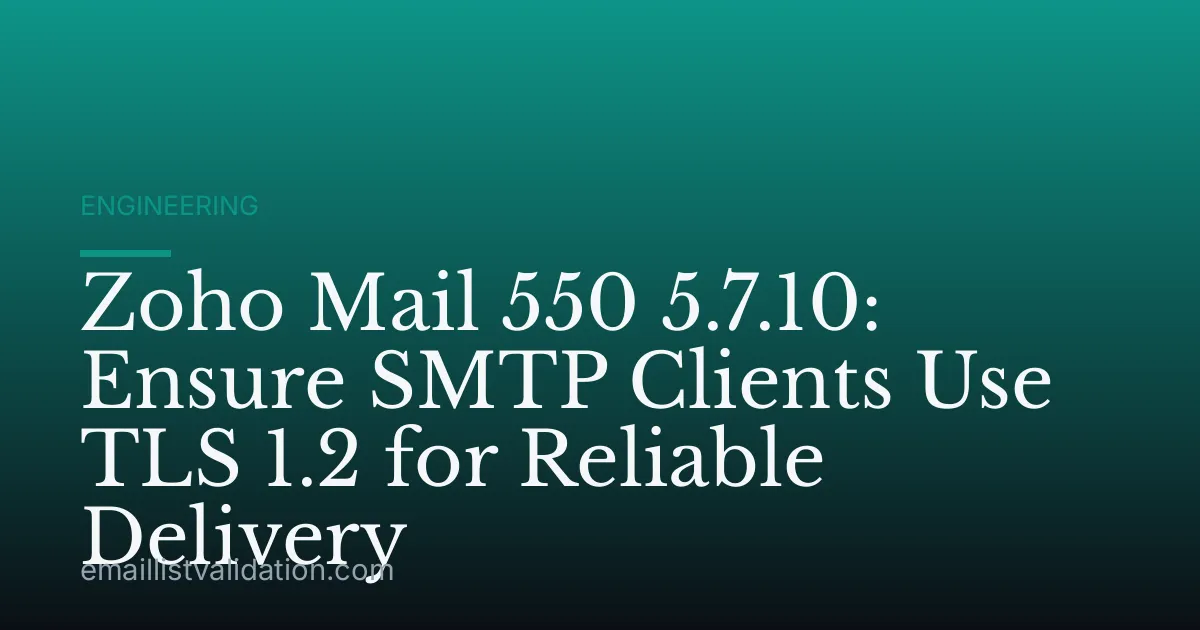Zoho Mail 550 5.7.10: Ensure SMTP Clients Use TLS 1.2 for Reliable Delivery
