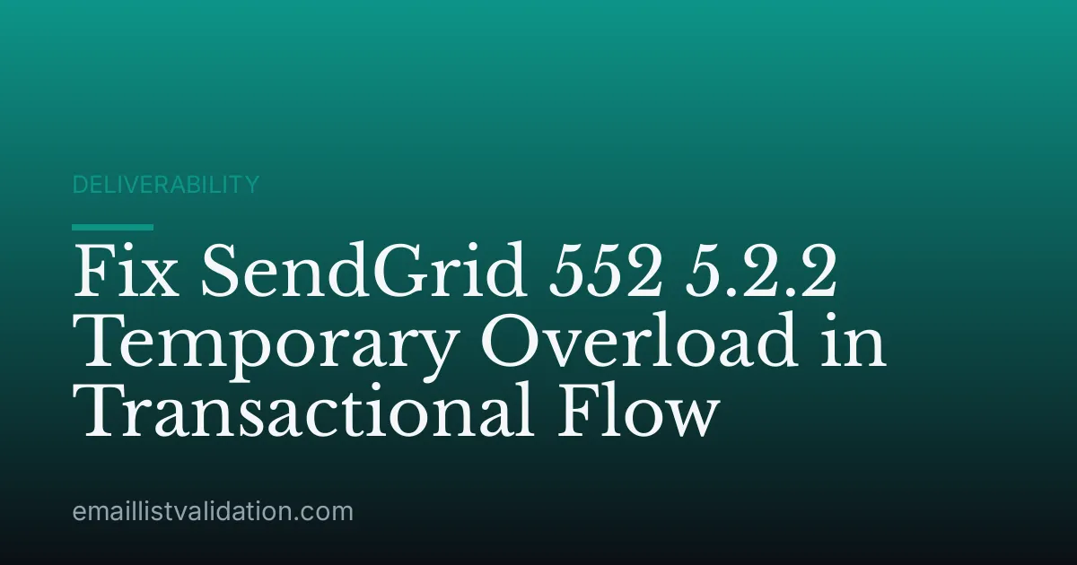 Fix SendGrid 552 5.2.2 Temporary Overload in Transactional Flow