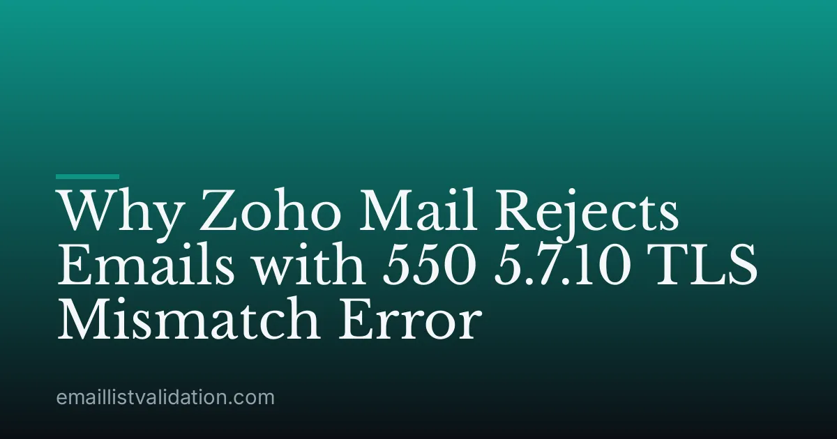 Why Zoho Mail Rejects Emails with 550 5.7.10 TLS Mismatch Error