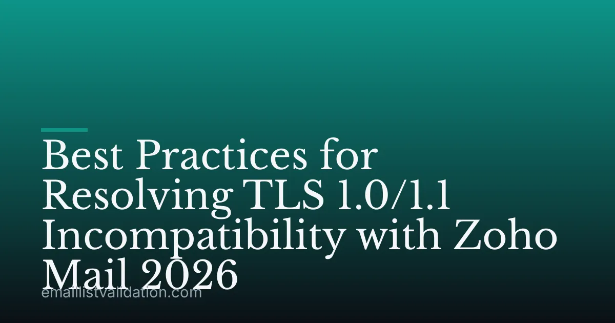 Best Practices for Resolving TLS 1.0/1.1 Incompatibility with Zoho Mail 2026