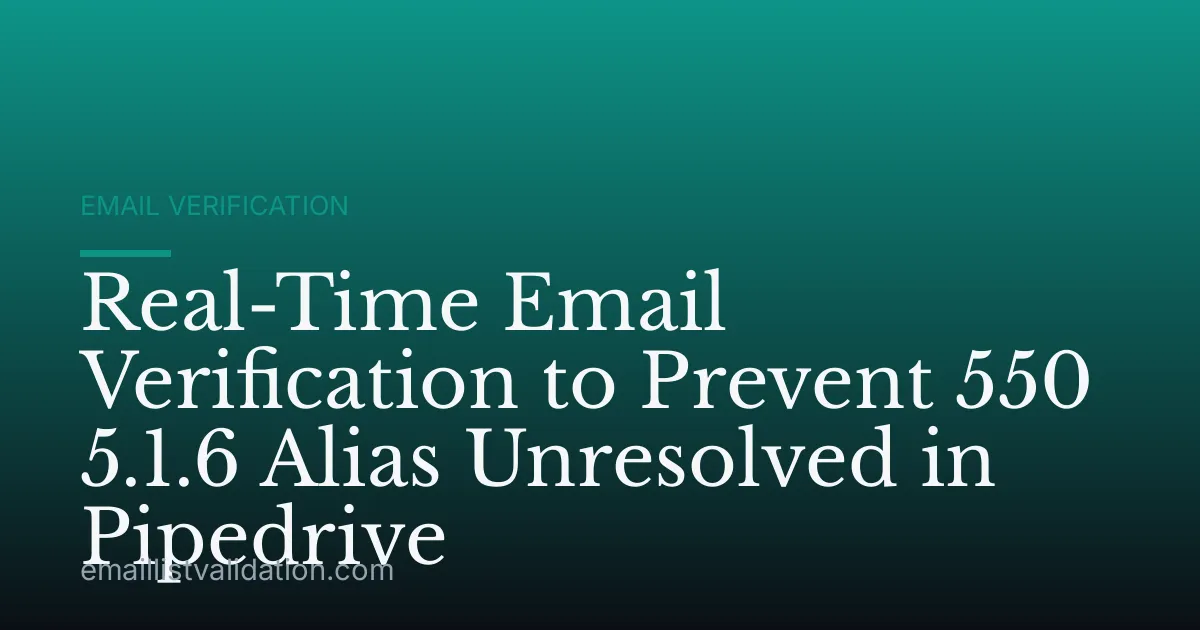 Real-Time Email Verification to Prevent 550 5.1.6 Alias Unresolved in Pipedrive