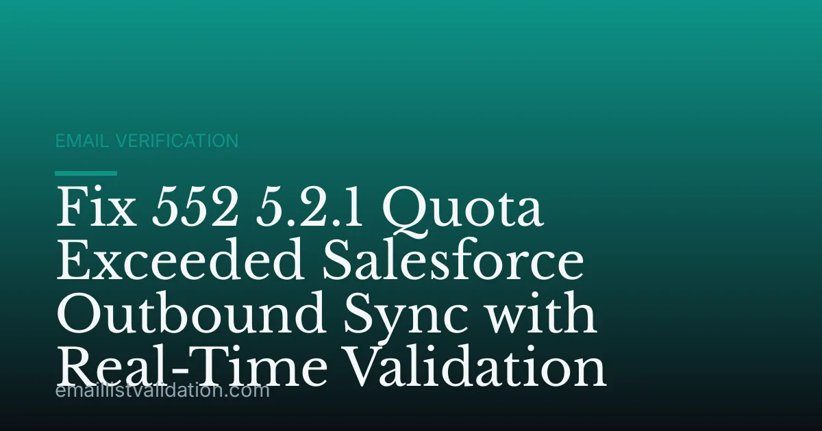 Fix 552 5.2.1 Quota Exceeded Salesforce Outbound Sync with Real-Time Validation