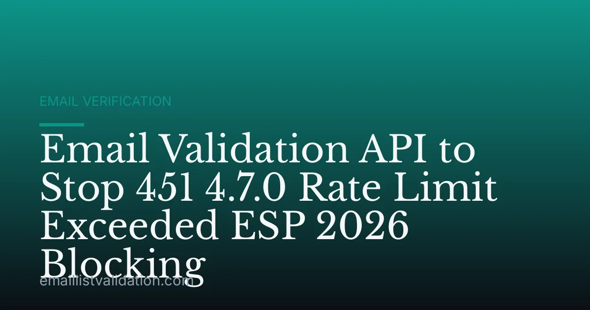 Email Validation API to Stop 451 4.7.0 Rate Limit Exceeded ESP 2026 Blocking