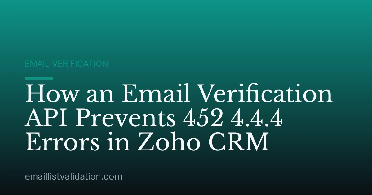How an Email Verification API Prevents 452 4.4.4 Errors in Zoho CRM