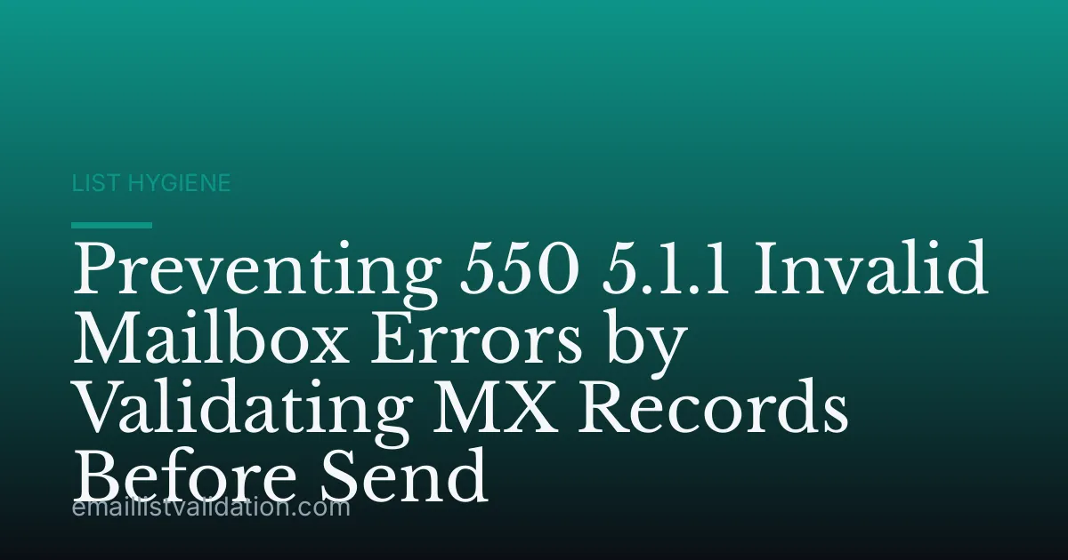 Preventing 550 5.1.1 Invalid Mailbox Errors by Validating MX Records Before Send
