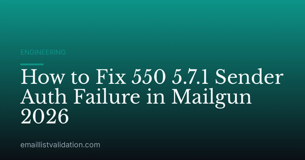How to Fix 550 5.7.1 Sender Auth Failure in Mailgun 2026