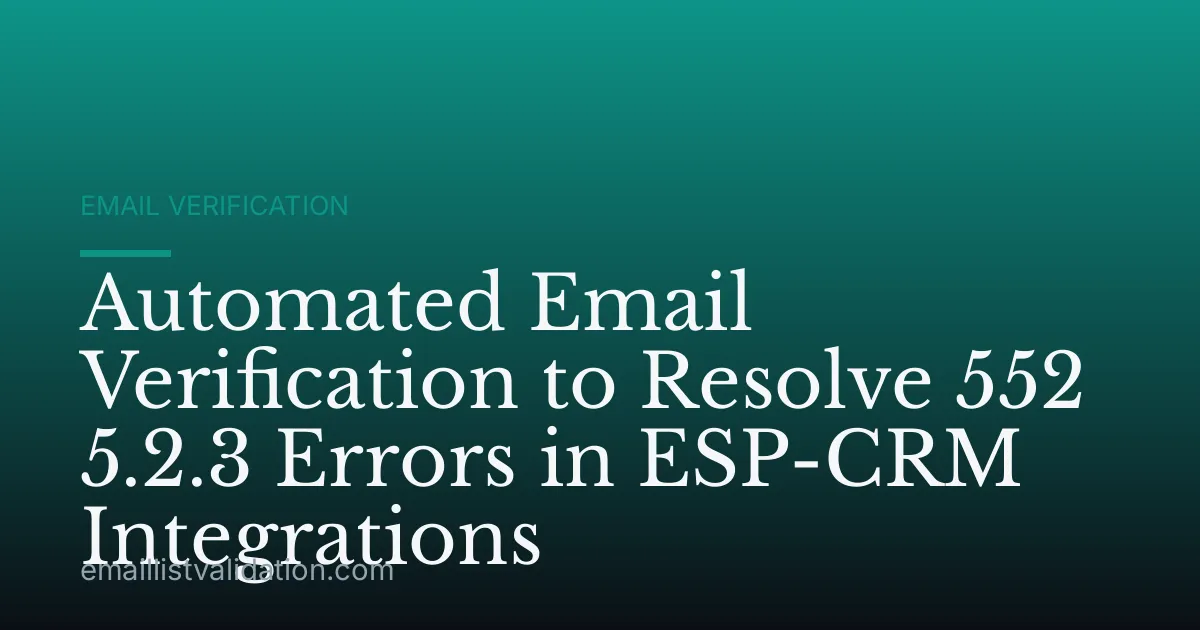 Automated Email Verification to Resolve 552 5.2.3 Errors in ESP-CRM Integrations