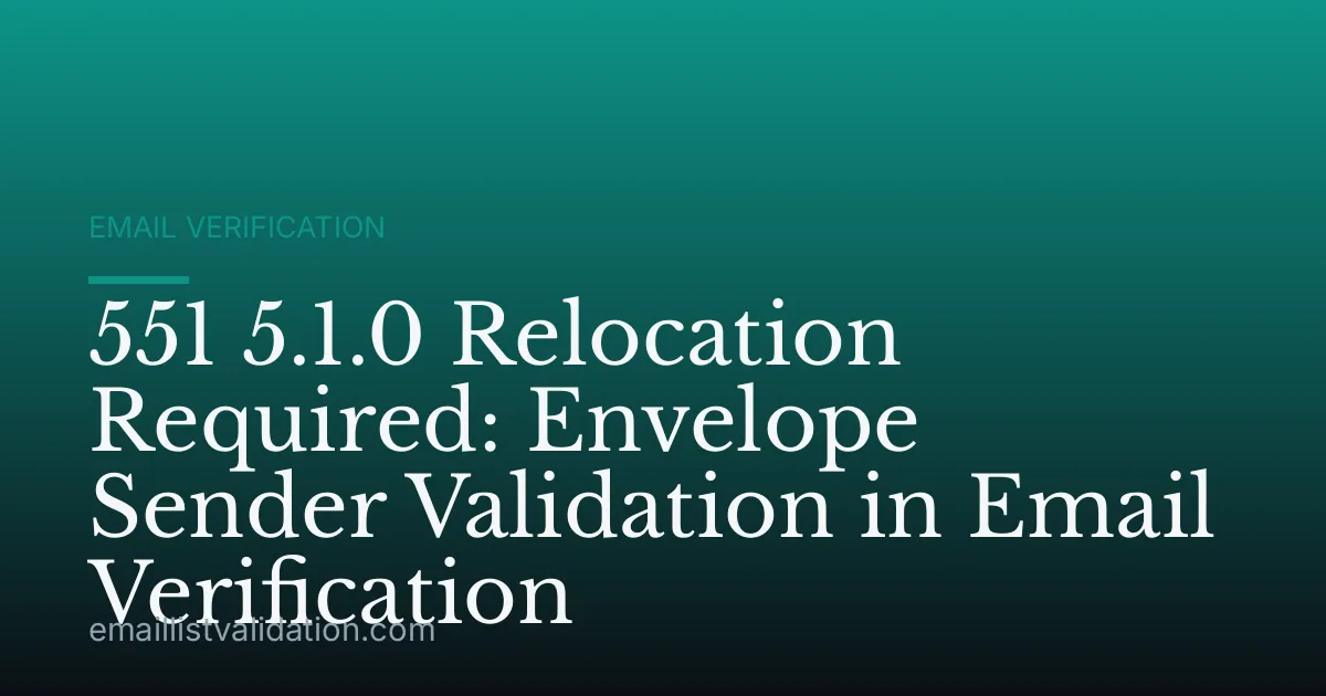 551 5.1.0 Relocation Required: Envelope Sender Validation in Email Verification