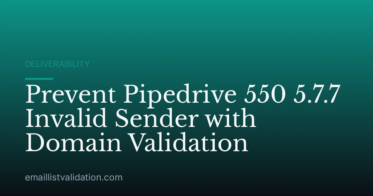 Prevent Pipedrive 550 5.7.7 Invalid Sender with Domain Validation