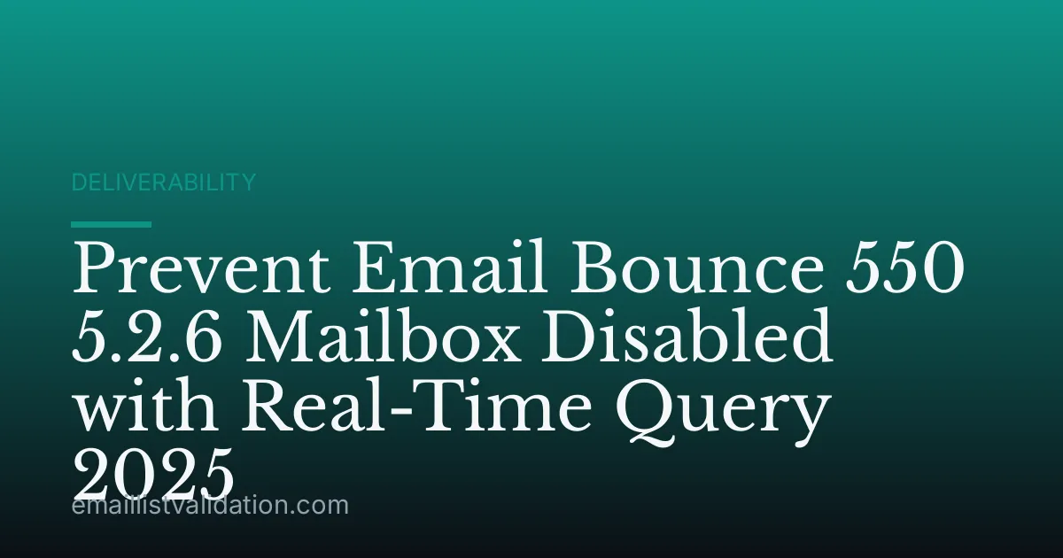Prevent Email Bounce 550 5.2.6 Mailbox Disabled with Real-Time Query 2025