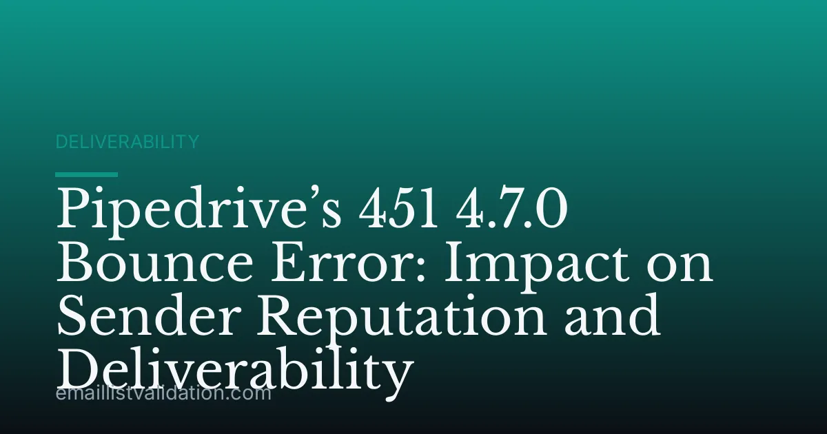 Pipedrive’s 451 4.7.0 Bounce Error: Impact on Sender Reputation and Deliverability