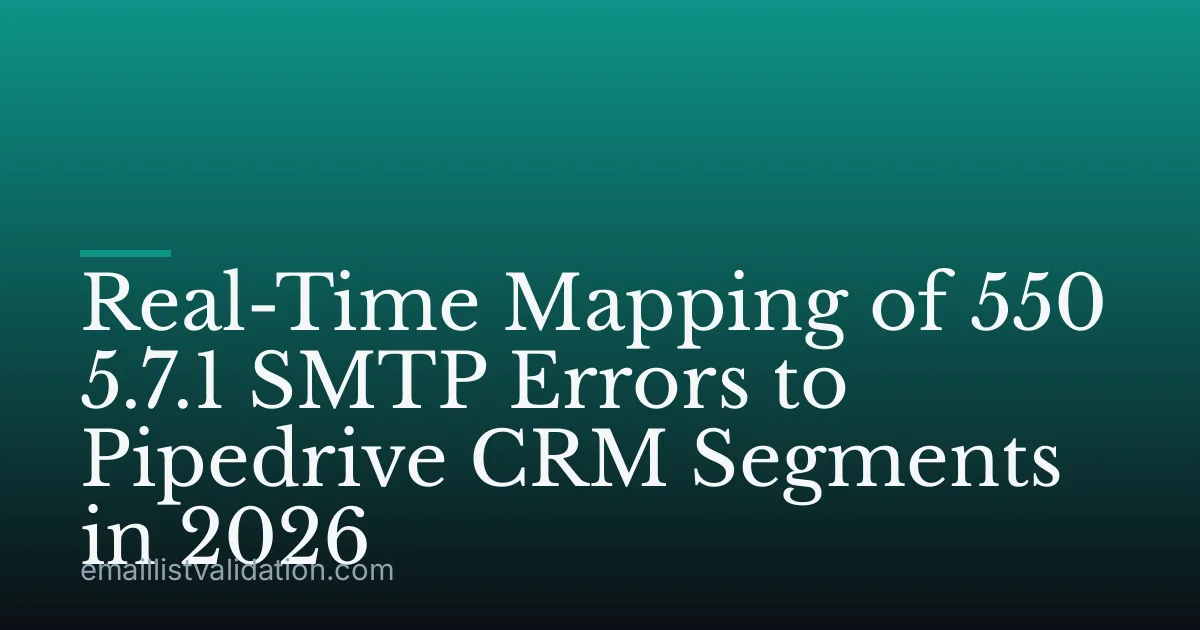Real-Time Mapping of 550 5.7.1 SMTP Errors to Pipedrive CRM Segments in 2026