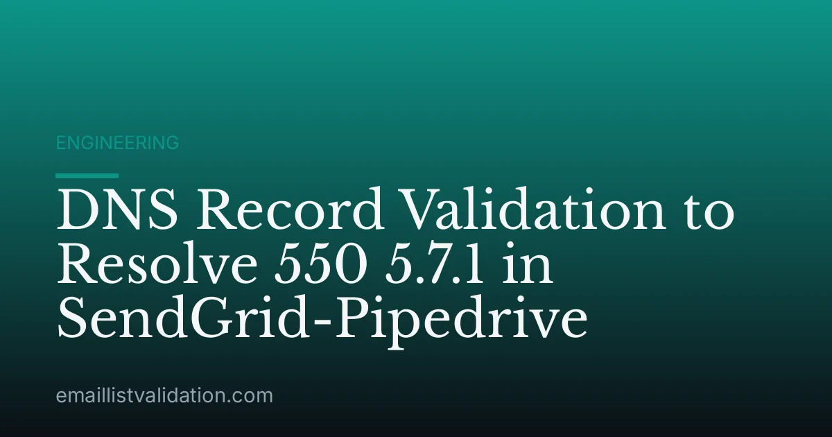 DNS Record Validation to Resolve 550 5.7.1 in SendGrid-Pipedrive