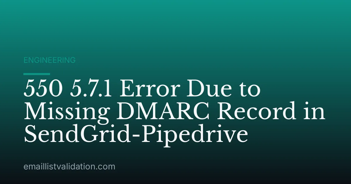 550 5.7.1 Error Due to Missing DMARC Record in SendGrid-Pipedrive