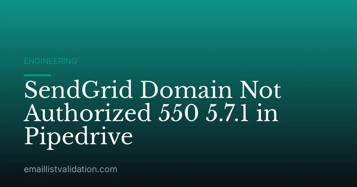 SendGrid Domain Not Authorized 550 5.7.1 in Pipedrive