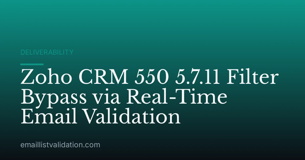 Zoho CRM 550 5.7.11 Filter Bypass via Real-Time Email Validation