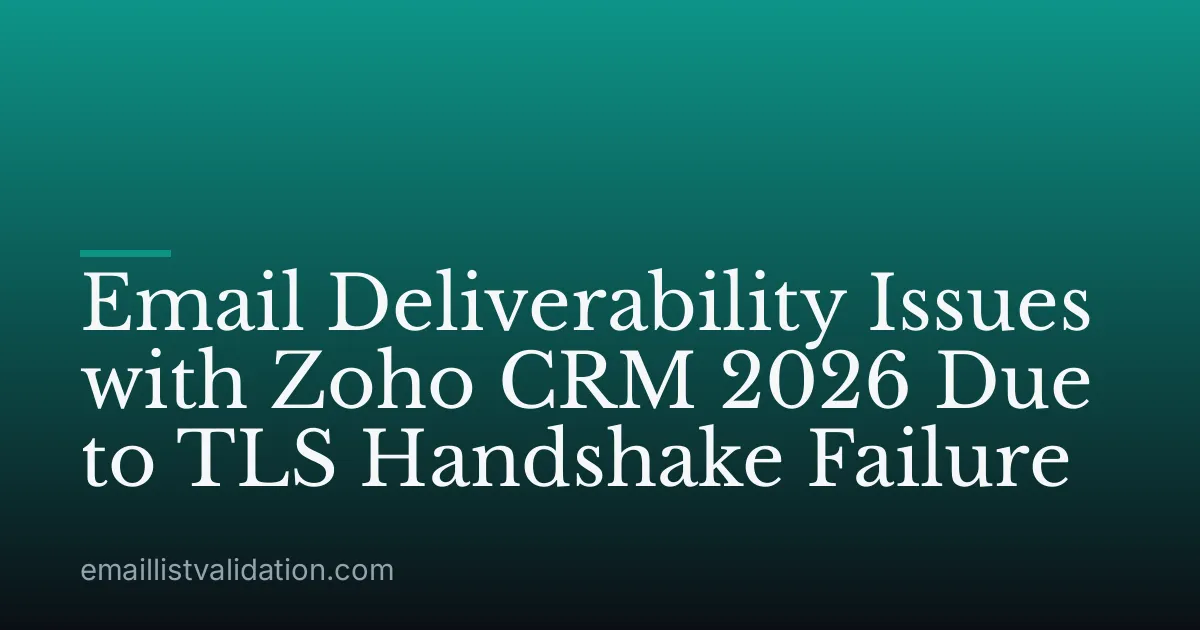 Email Deliverability Issues with Zoho CRM 2026 Due to TLS Handshake Failure